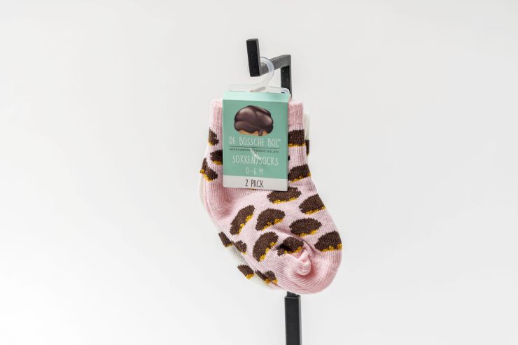 BABY SOKKEN BOSSCHE BOL - BABY SOKKEN x2 WIT/ROZE  0-6 MAANDEN